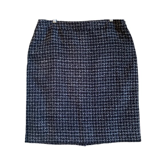 KASPER Womens' Vintage Black & White Boucle Tweed A-Line Pencil Skirt Sz 16 - Picture 1 of 6